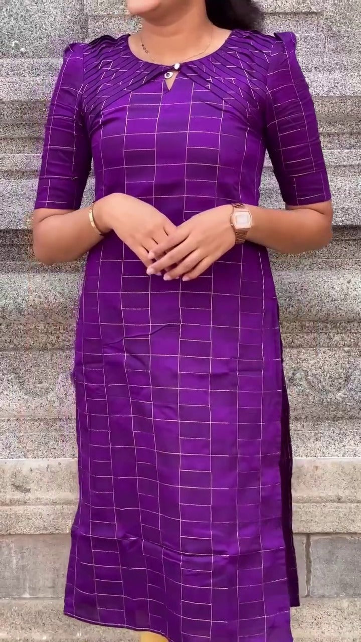Purple Pleated Yoke Kurti