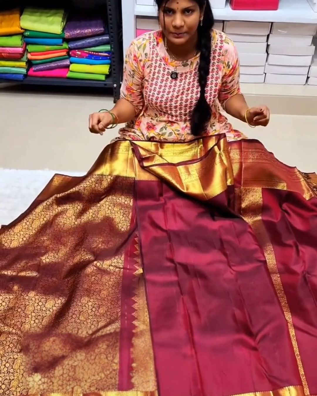 Maroon Brocade Silk Saree