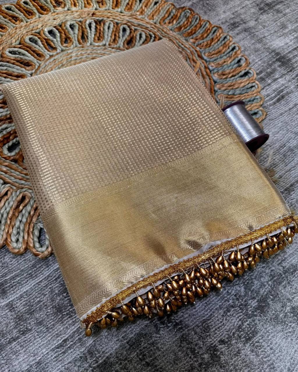 Nayanthara Inspired Banarasi Golden Tissue Silk Saree