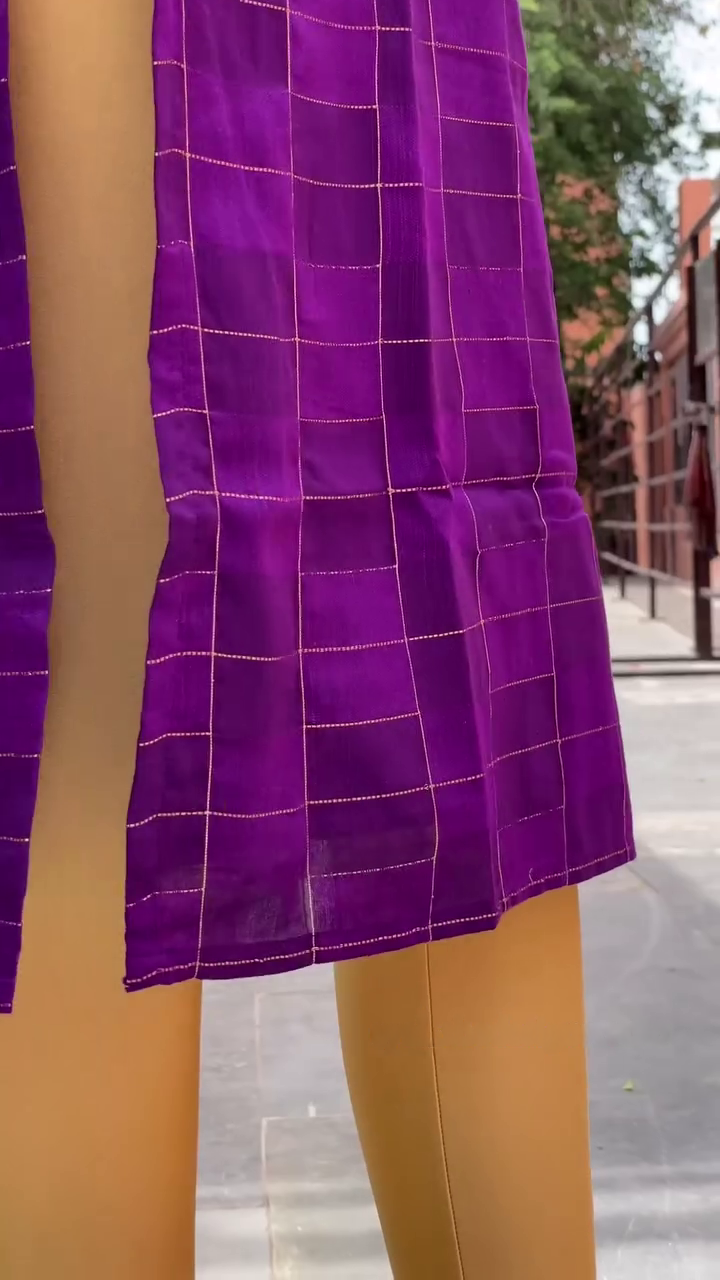 Purple Pleated Yoke Kurti