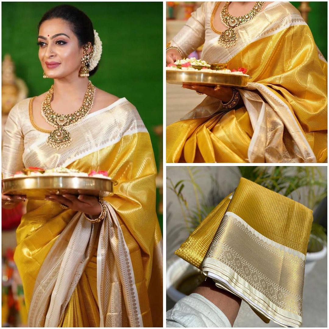 Celebrity Inspired Soft Tissue Silk Saree with Rich Pallu