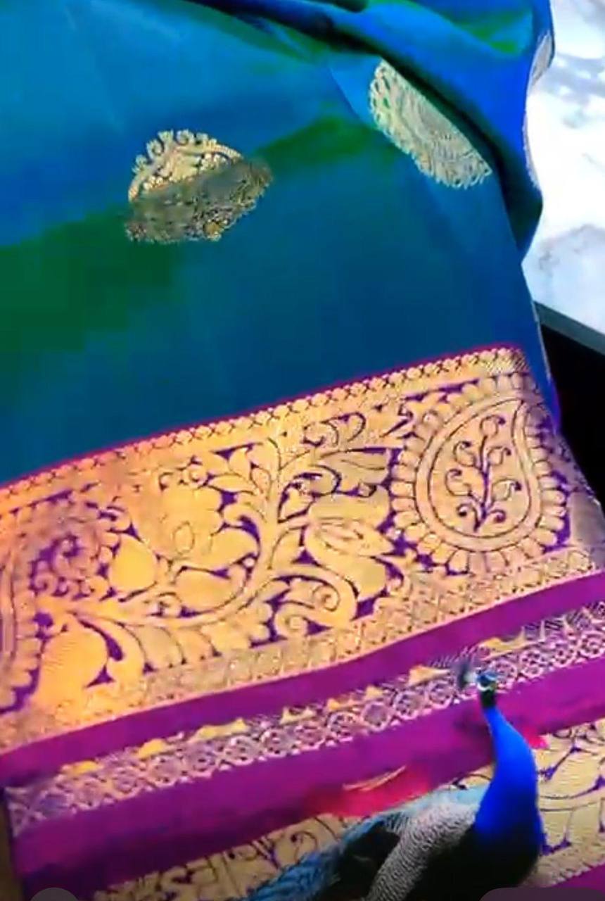 Kanjivaram Soft Silk Saree with Copper Zari