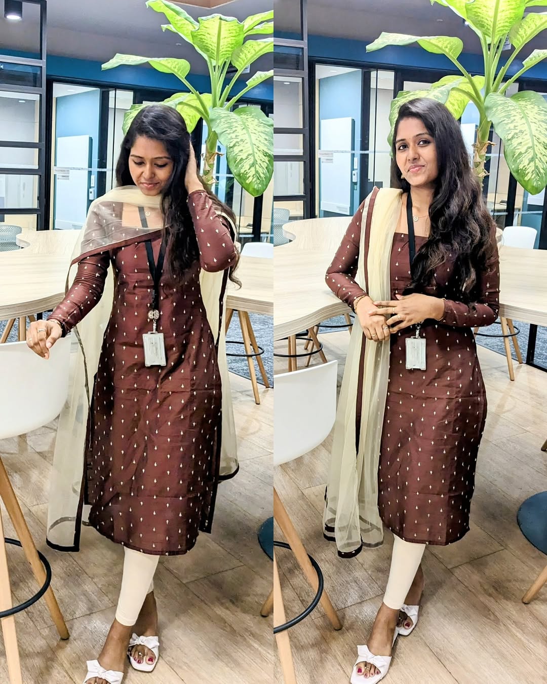 Officewear Kurti With Net Dupatta