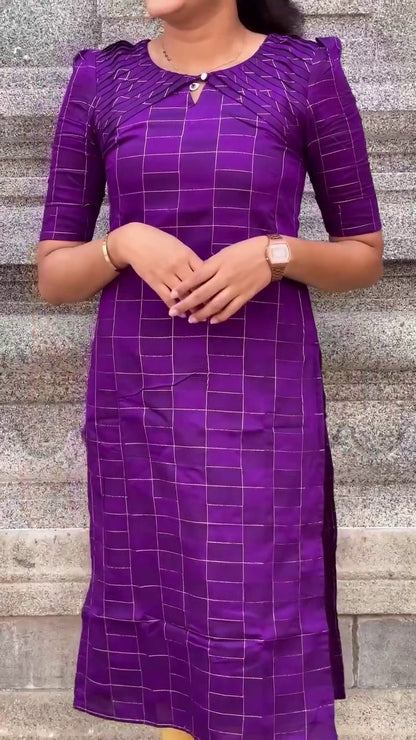 Purple Pleated Yoke Kurti
