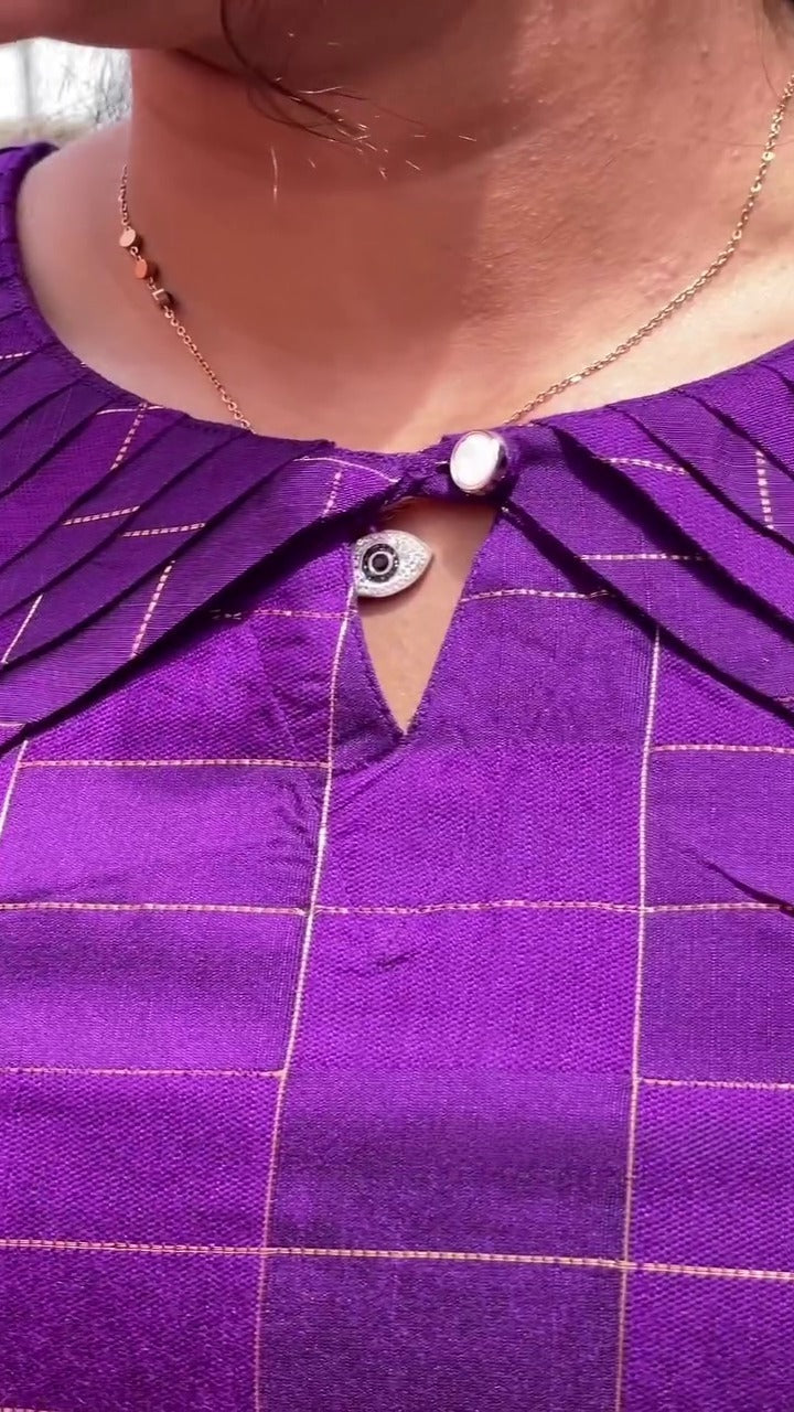 Purple Pleated Yoke Kurti