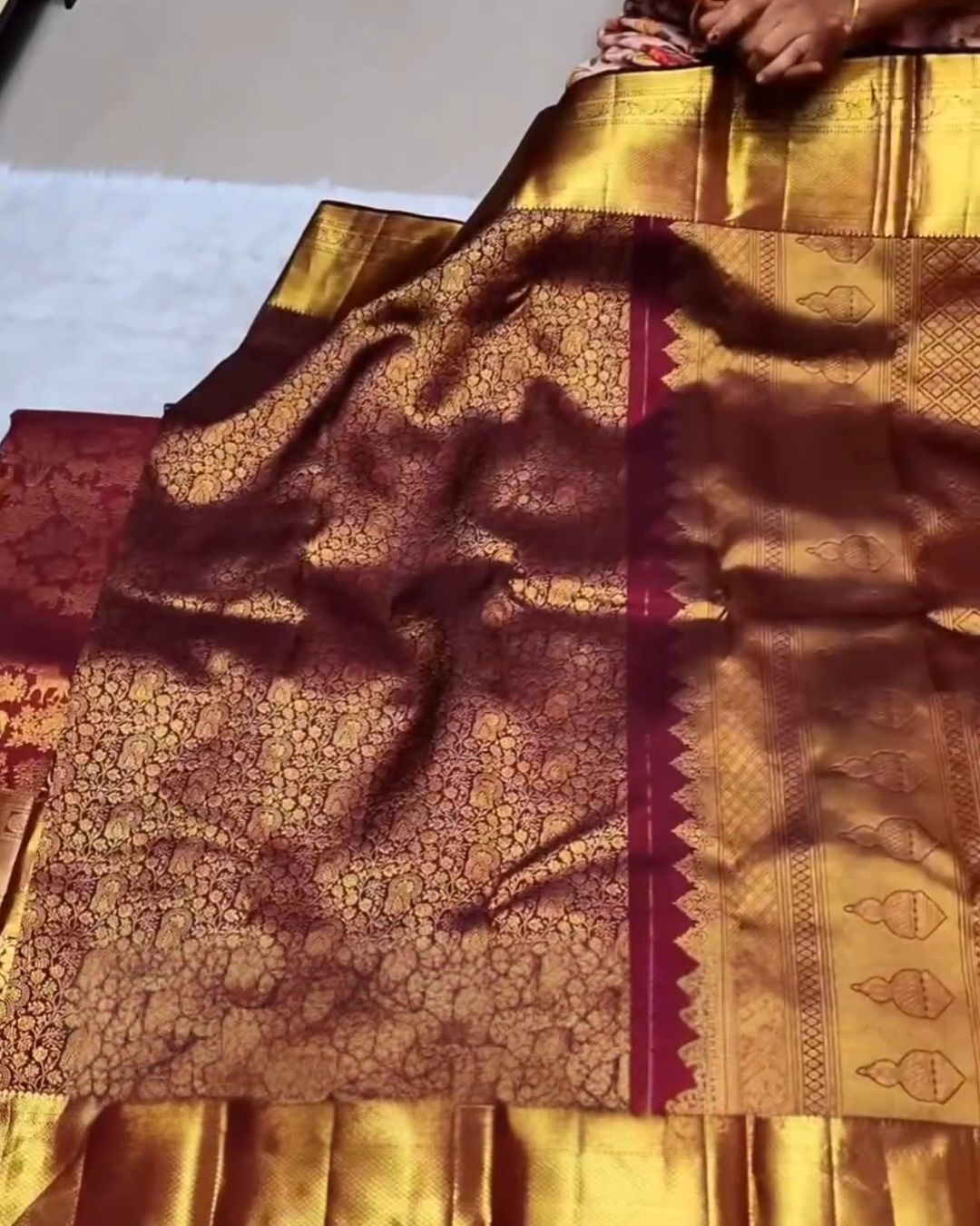 Maroon Brocade Silk Saree