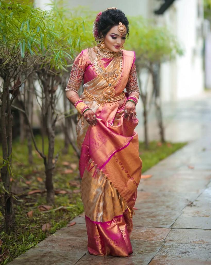 Bridal Kanchipuram Silk Saree with Rich Zari Work