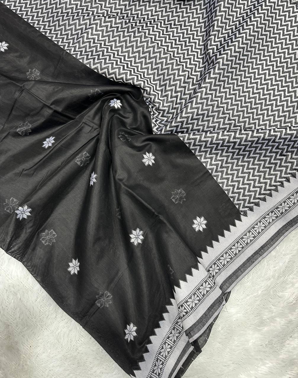 Premium Lilan Slab Soft Cotton Saree with Rich Weaving Blouse
