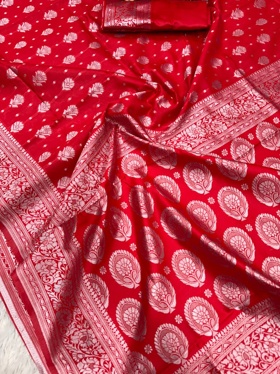 Soft Lichi Silk Organic Banarasi Wedding Saree