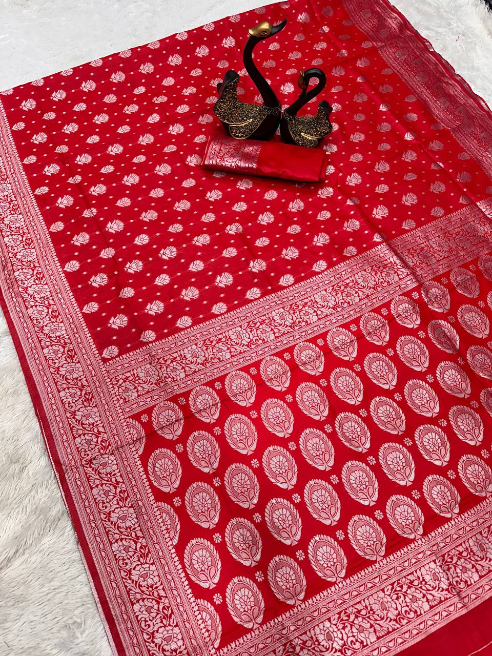 Soft Lichi Silk Organic Banarasi Wedding Saree