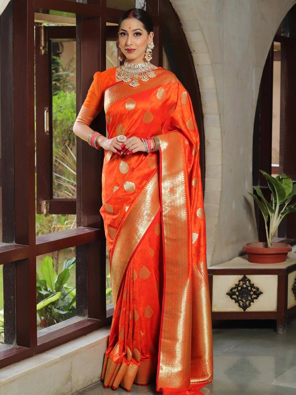 Weightless Saree Made with Organic Banarasi Lichi Silk for Wedding Wear