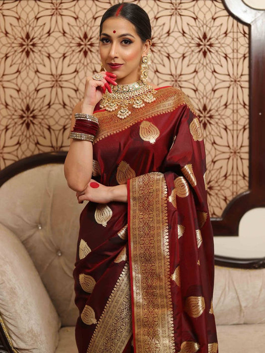 Soft Lichi Silk Organic Banarasi Wedding Saree