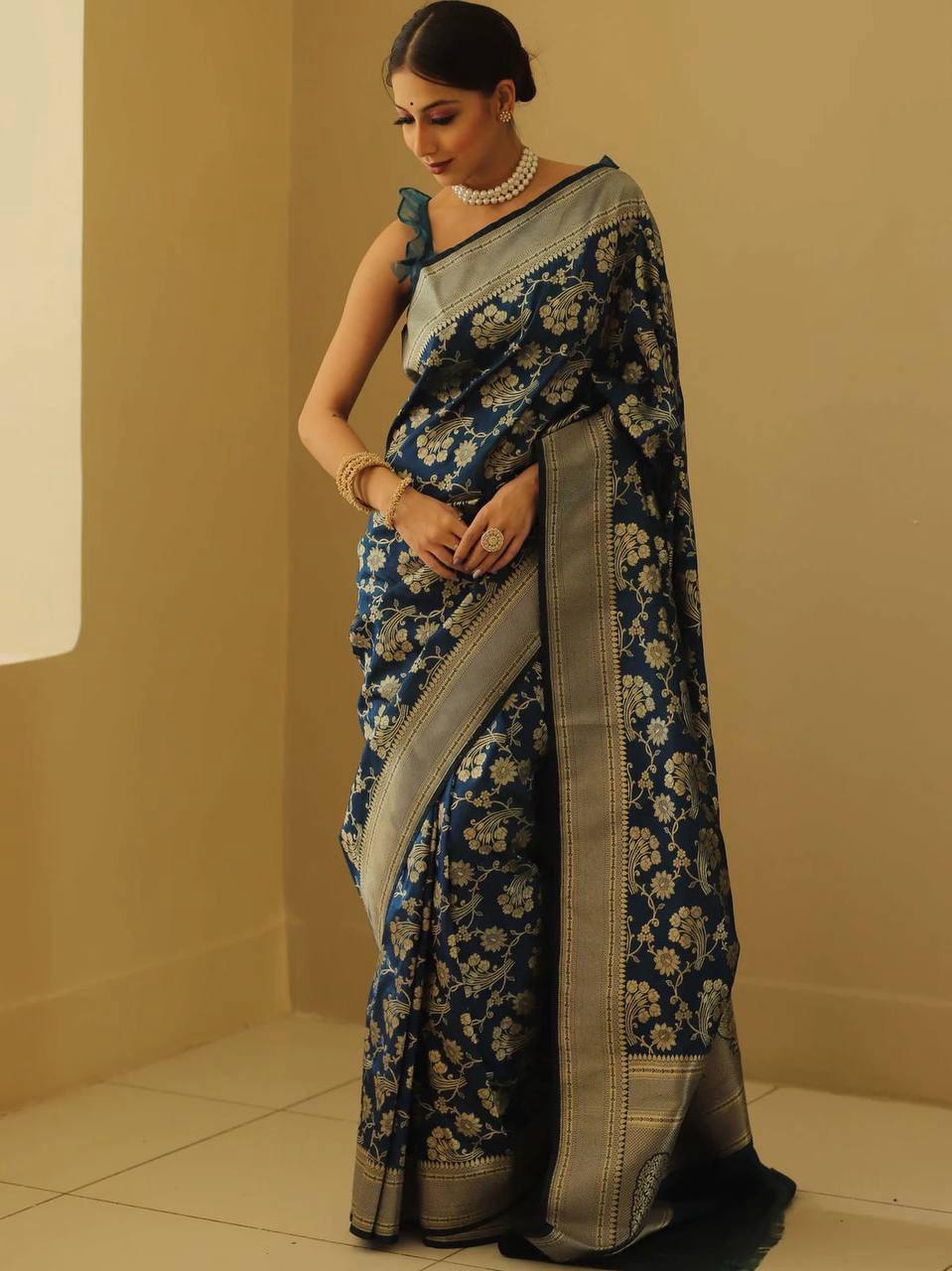 Organic Banarasi Lichi Silk Wedding Saree
