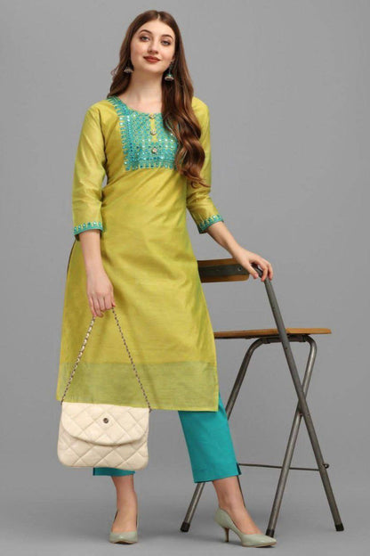 CHANDERI COTTAN EMBRIODRY KURTI