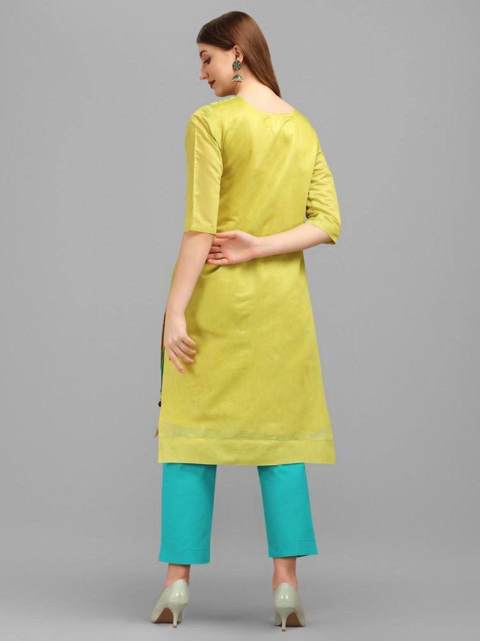 CHANDERI COTTAN EMBRIODRY KURTI
