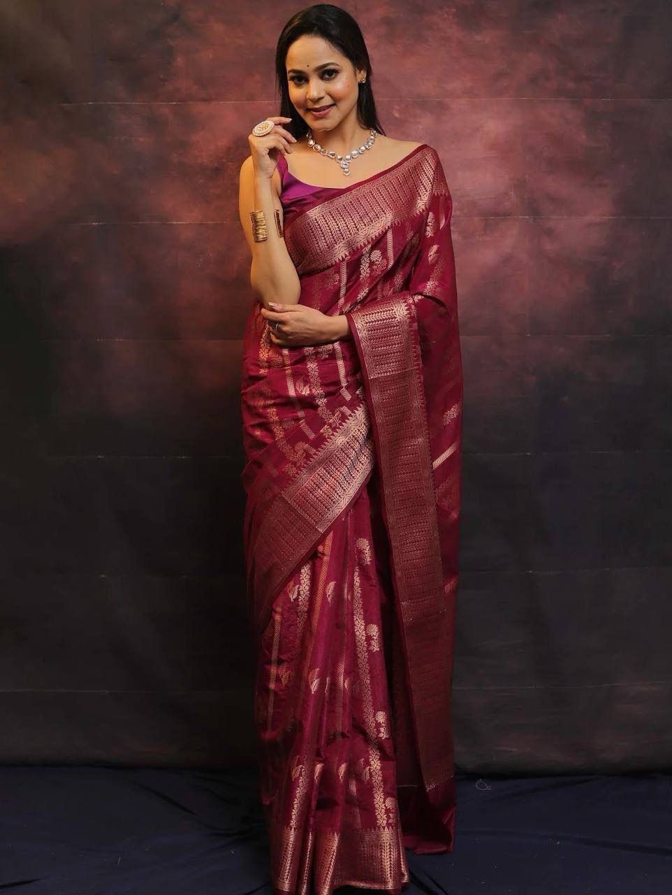 Comfort Elegance Organic Banarasi Lichi Silk Wedding Saree