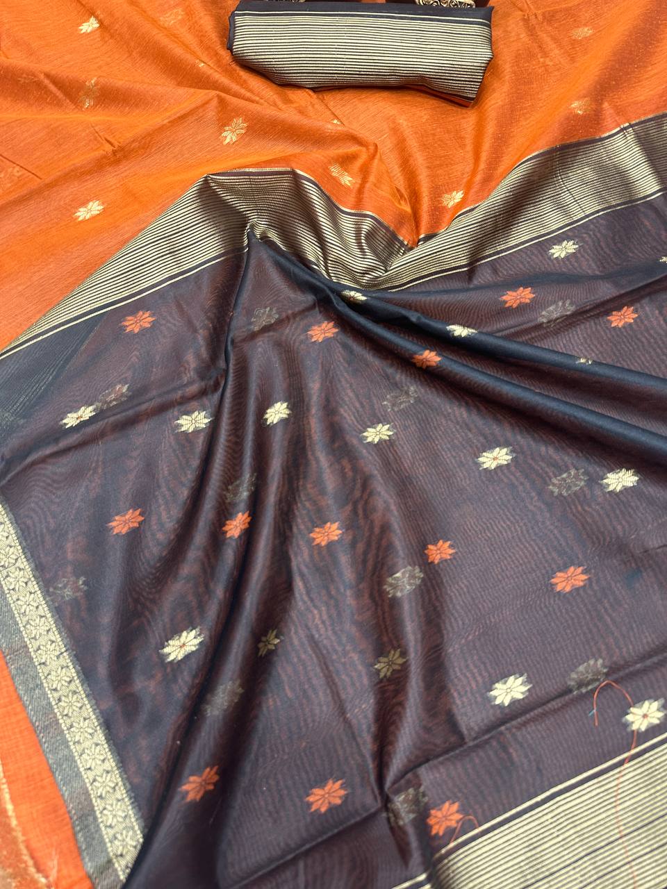 New Lilan Slub Soft Cotton Saree with Slab Weaving