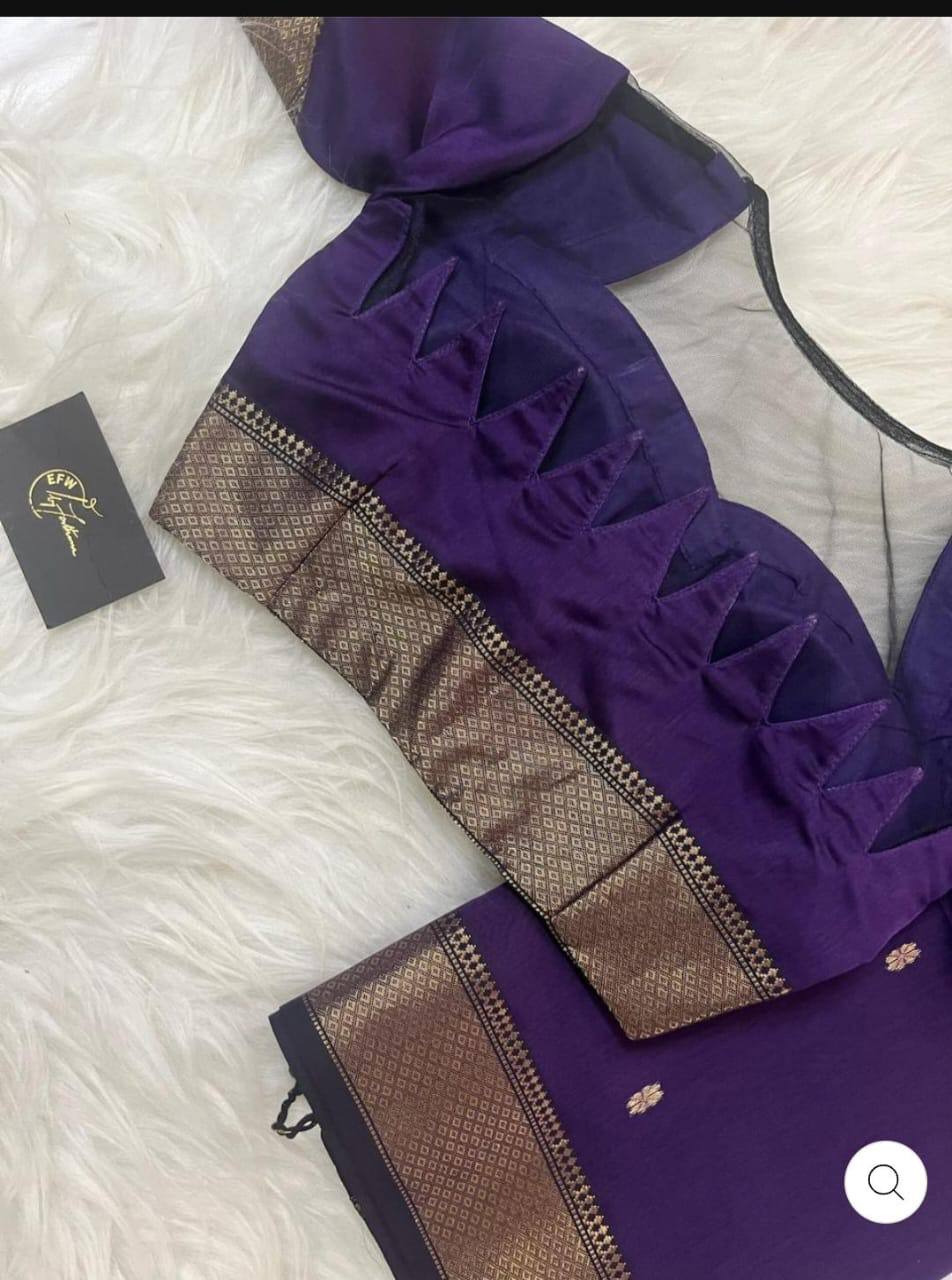 Soft Cotton Saree Showcasing Slab Weaving and Contrast Blouse