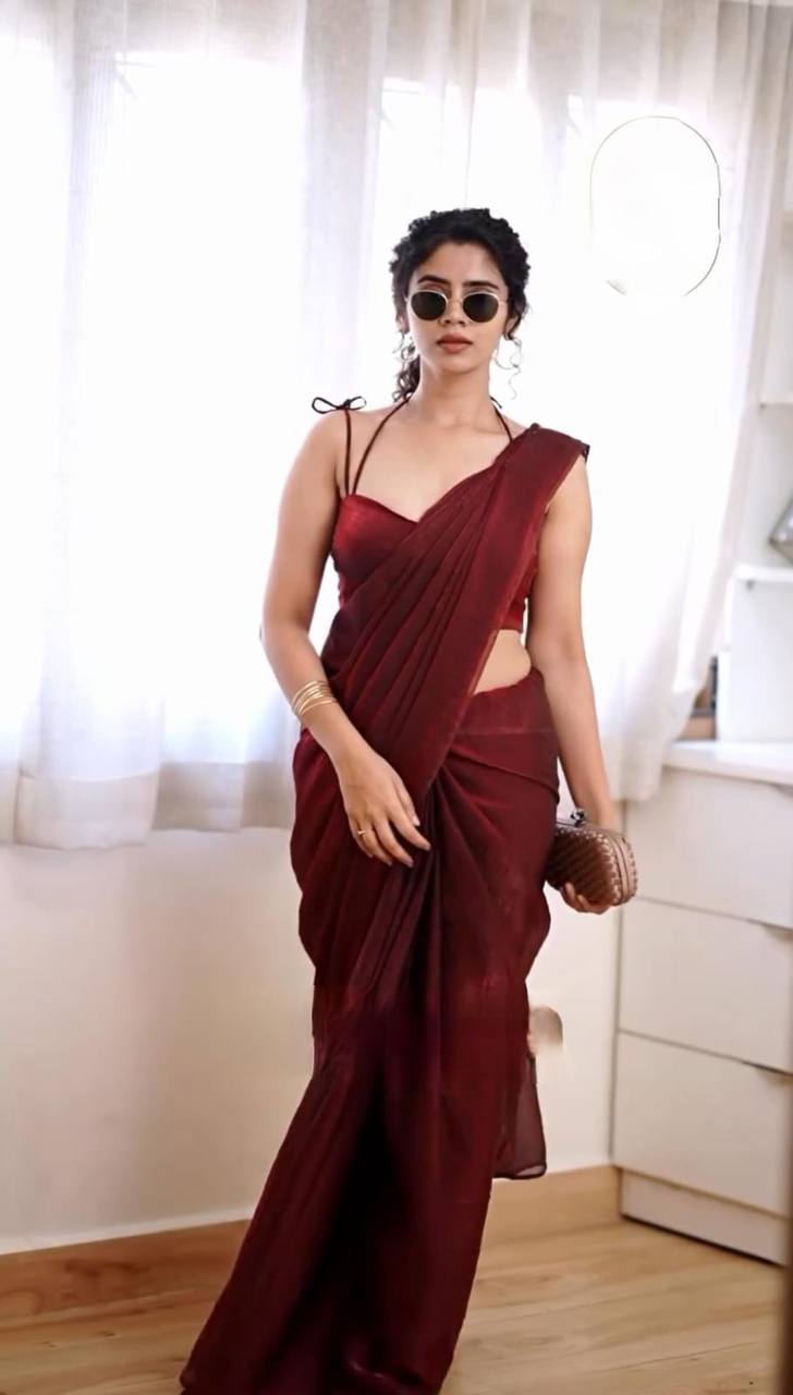 Plain Space Silk Saree with Running Blouse