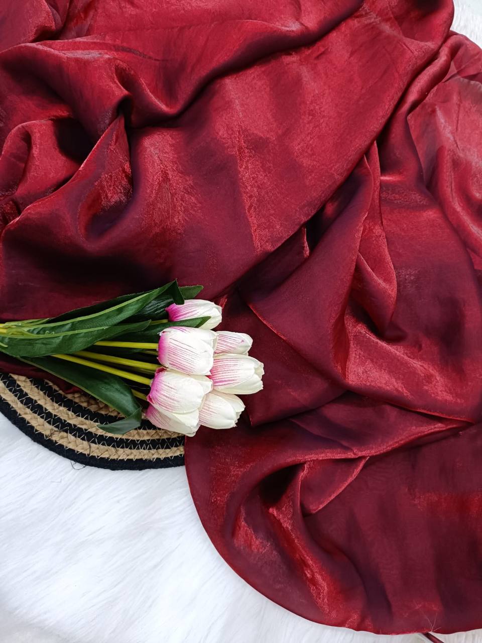 Plain Space Silk Saree with Running Blouse