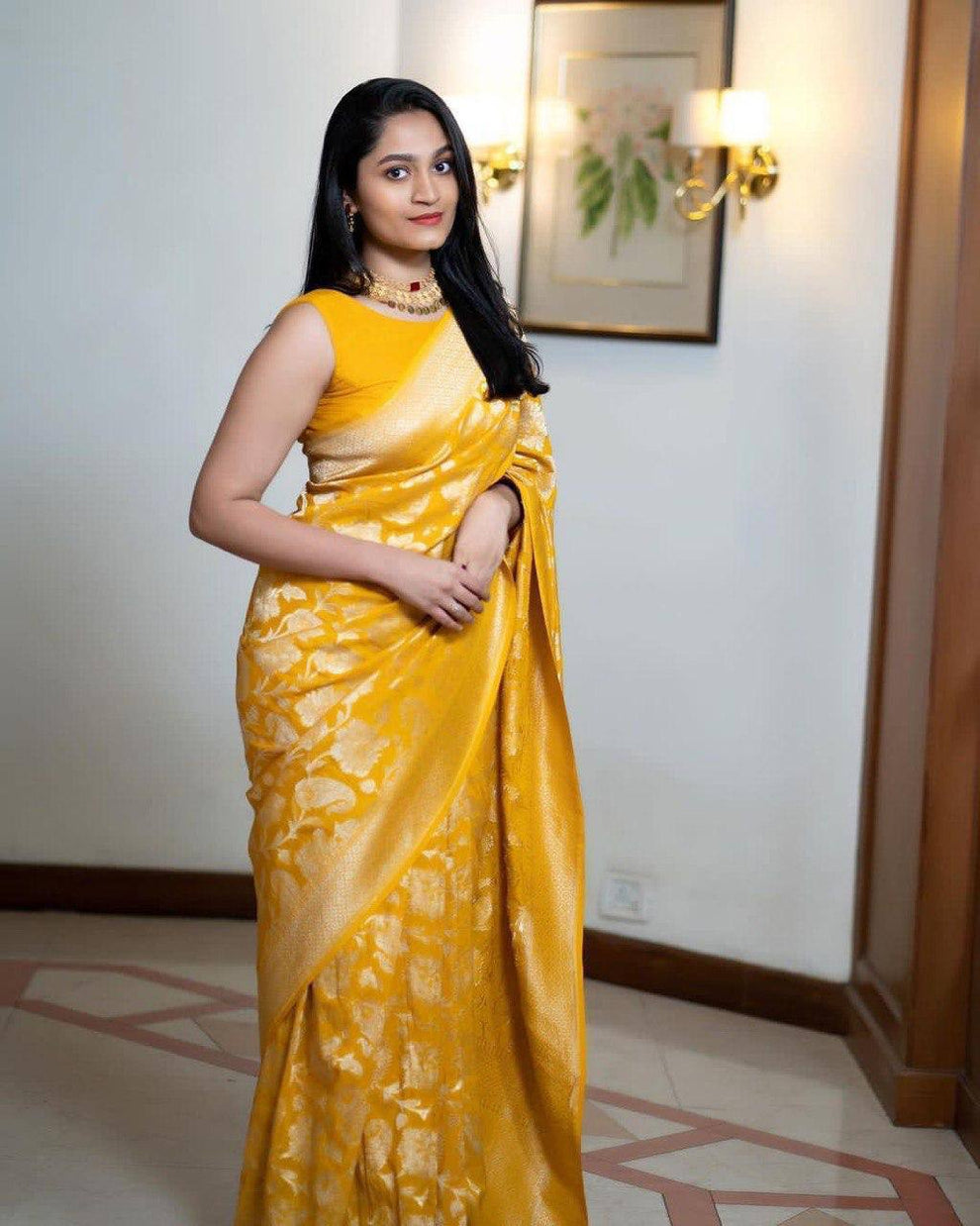 Featherlight Banarasi Wedding Drape Crafted from Organic Lichi Silk Sa ...