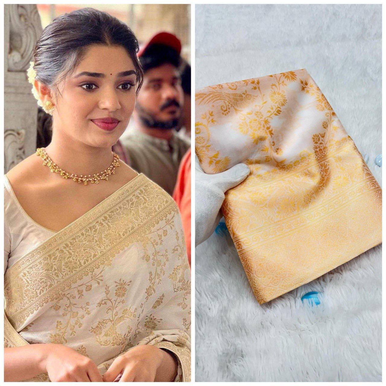 Comfort Wear Organic Banarasi Lichi Silk Wedding Saree