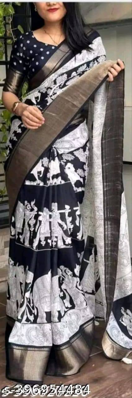 Dola Silk Kalamkari Saree with Jacquard Border