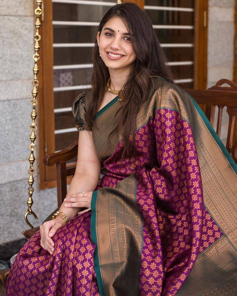 Statement Bridal Saree with Banarasi Art on Lichi Silk
