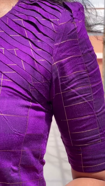 Purple Pleated Yoke Kurti